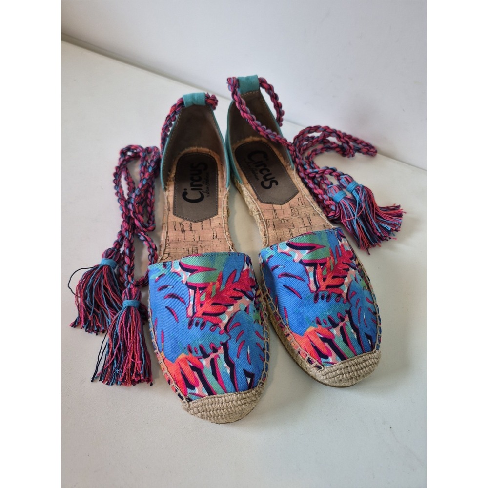 Circus by Sam Edelman Women's Lenora Canvas Espadrille Shoe Ankle Tie Size 8.5M
